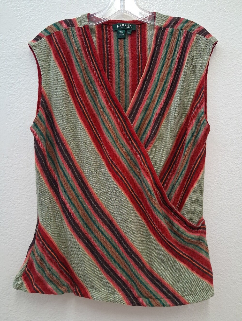 RALPH LAUREN SOUTHWESTERN INDIAN BLANKET LINEN KNIT SLEEVELESS SWEATER TOP XL